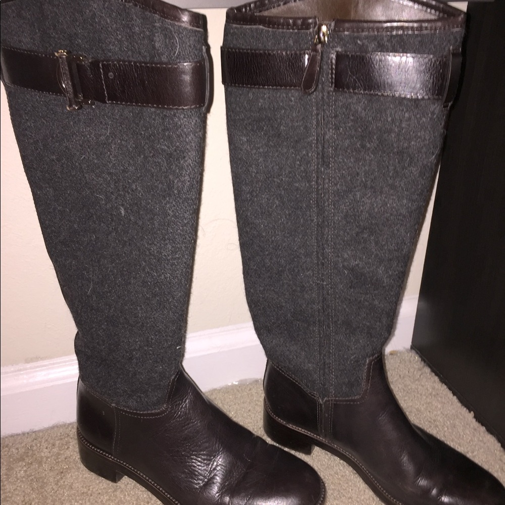 Tory Burch Leather and Wool Riding Style Boots